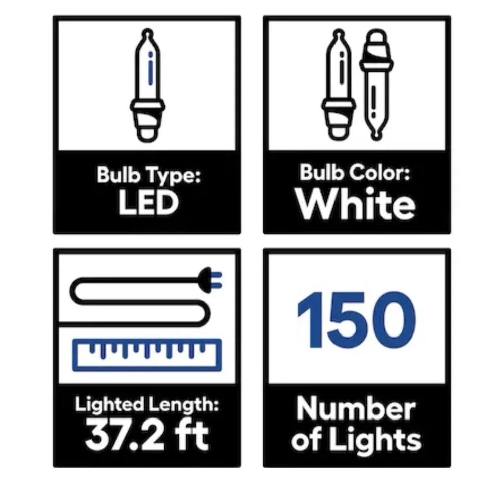 GE 847983 150-Ct Diamond C5 LED 37ft Warm White Christmas Wedding String Lights